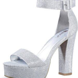Women Platform Heels Chunky High Heels Open Toe Ankle Strap Wedding Party
